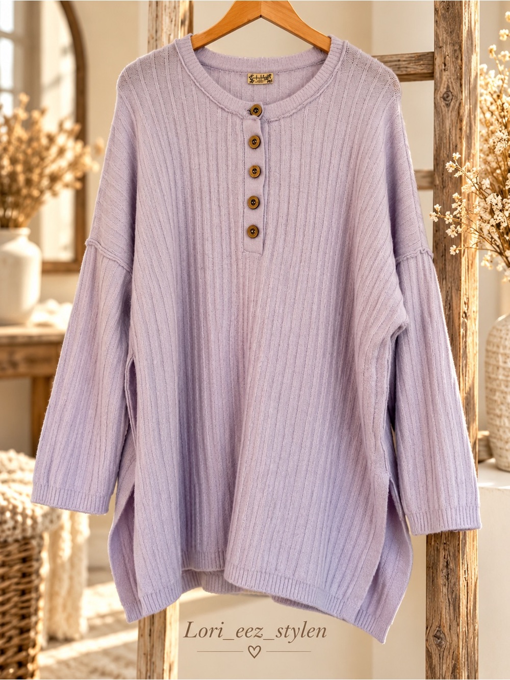 Free People Lavender Ribbed Tunic Sweater – Size 1X – Boho Fall Style